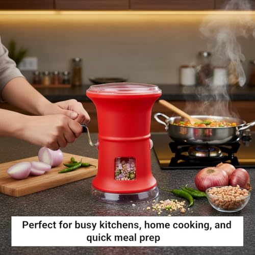 Image of Smart Chilly & Dry Fruit Cutter for Kitchen, Manual Oval Plastic Chopper with Stainless Steel Blades, Onion, Garlic, Vegetable, Mirchi & Peanut Cutting Machine