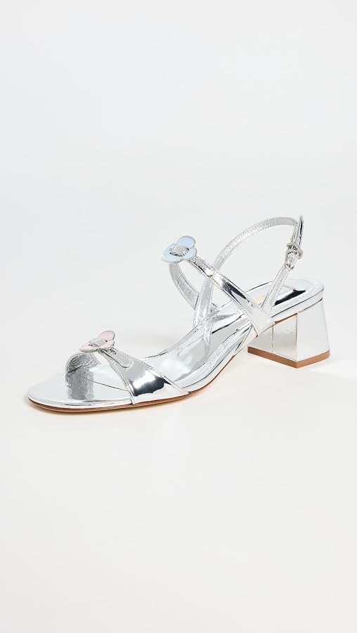 Amazon.com | Larroudé Women's Tinx Block Heel Sandals, Silver, 6
