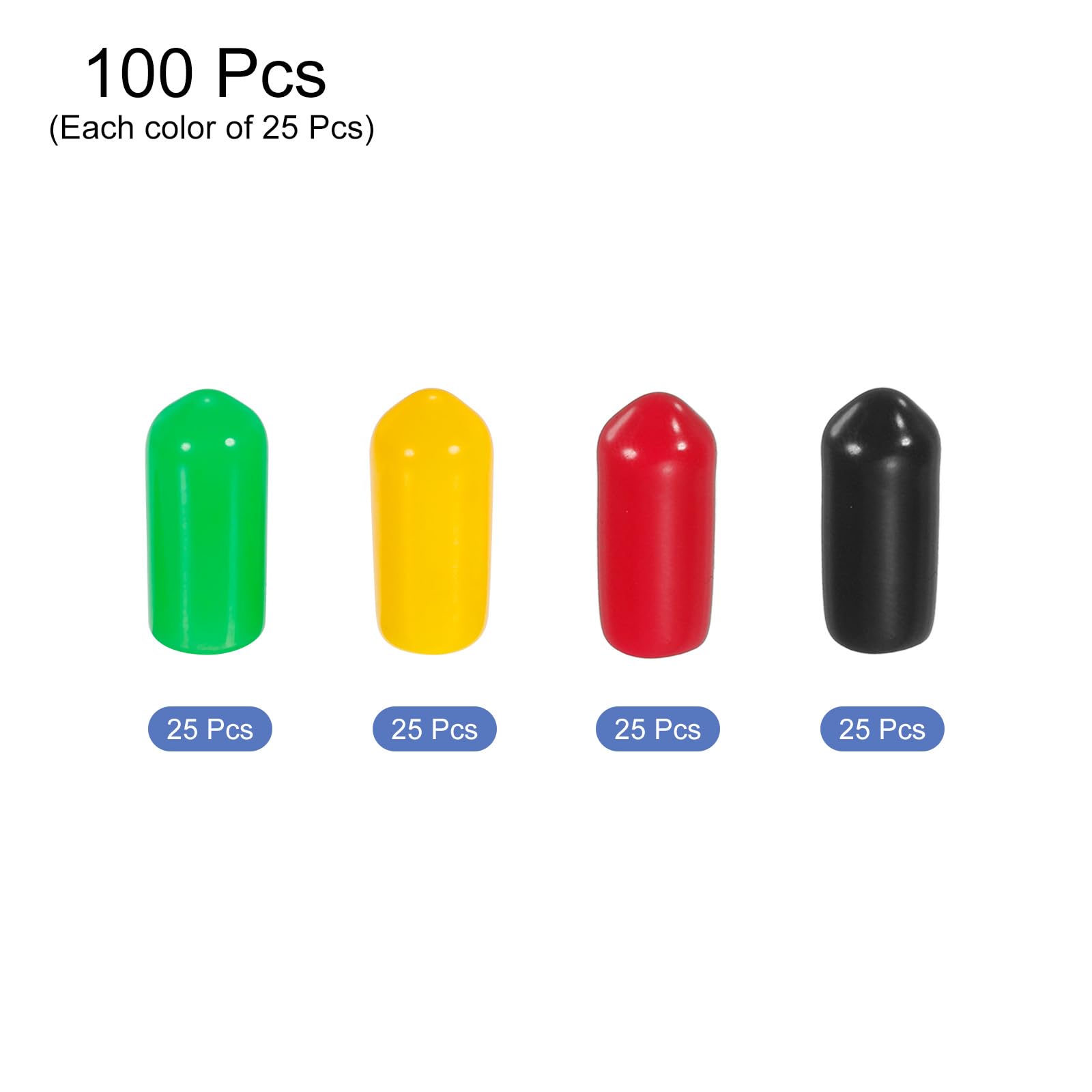 MECCANIXITY 100-Piece 2mm Rubber End Caps - PVC Vinyl Screw Thread Protectors For Bolts, Pipes, And Furniture