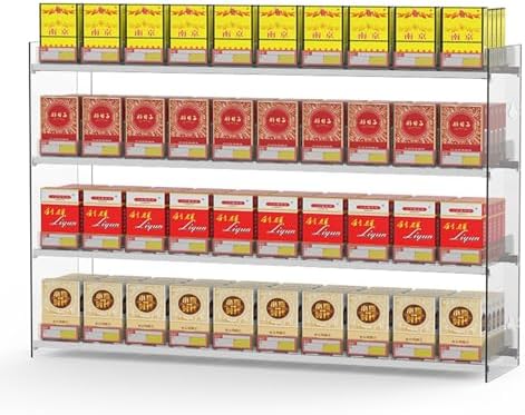 Portable Wall-Mounted Cigarette Display Rack for Supermarkets & Convenience Stores, Automatic Cigarette Pusher & Candy Holder, Retail Storage Solution, Space-Saving Showcase