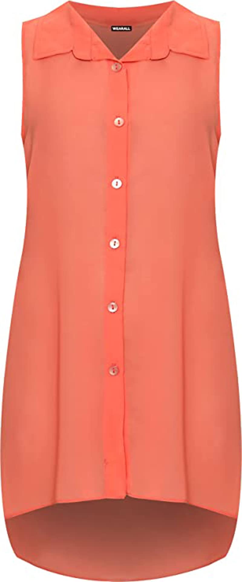 Purple Hanger Women's Plain Coral Plus Size Chiffon Butterfly Design Sleeveless Uneven Hem Shirt Top (20, )