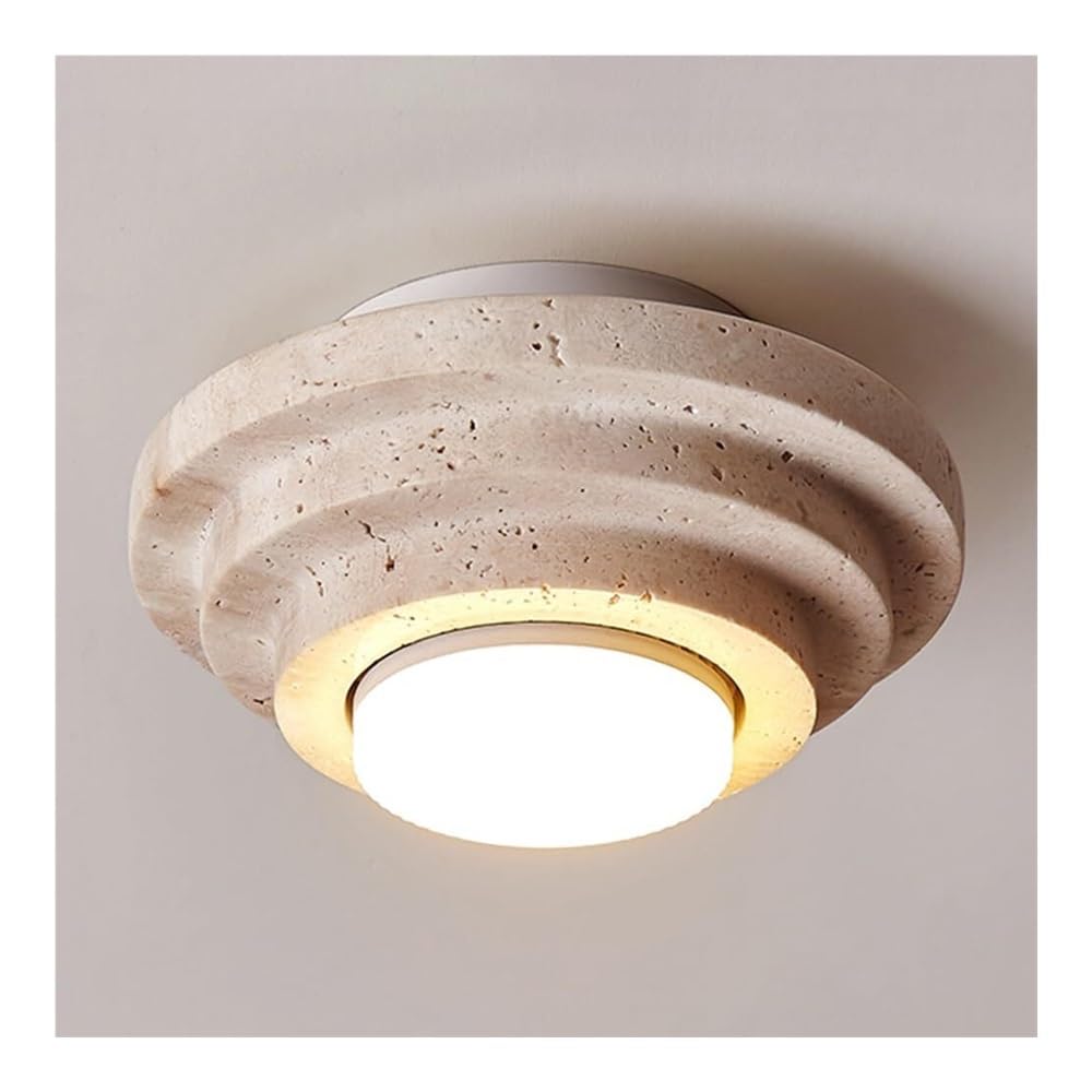 Plafonnier travertin rond discret pour couloir entrée cuisine et chambre