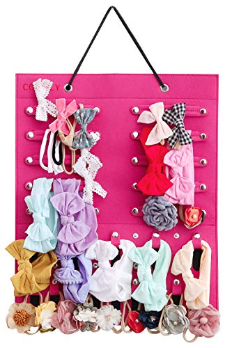 COUXILY Soporte de almacenamiento para diademas de niña,organizador colgante de diademas de niña (Rojo)