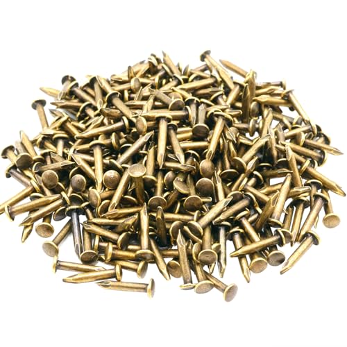 300pcs Small Tiny Nails 1.2 x 8mm,Round Hardware Mini Nails, for Wood DIY Decorative, Pictures Frames Hanging, Household Accessories, Outdoor Crafts, Bronze Tone,0.05 x 0.32inch/8mm