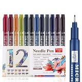 Fineliner Pens Coloured, 12 Pack Fine Tip Pens for Drawing, Journaling