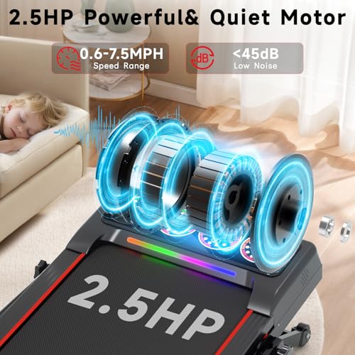 Image of Walking Pad Treadmill with Incline and Handle Bar, 7.5MPH Under Desk Foldable Treadmill for Home Office with Remote Control