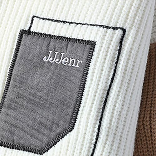 Cambkatl Men's Crew Neck Colorblock Knit Sweaters - 2024 Fall Winter Long Sleeve Loose Fit Pullover Sweater Jumper Tops4