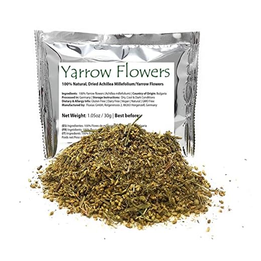 Yarrow Flowers / L'Achillée Millefeuille - Herbe anti-inflammatoire traditionnelle - Ingrédients: 100% Yarrow Flowers (Achillea Millefolium) - Casher, halal, bio - Poids net : 30 g