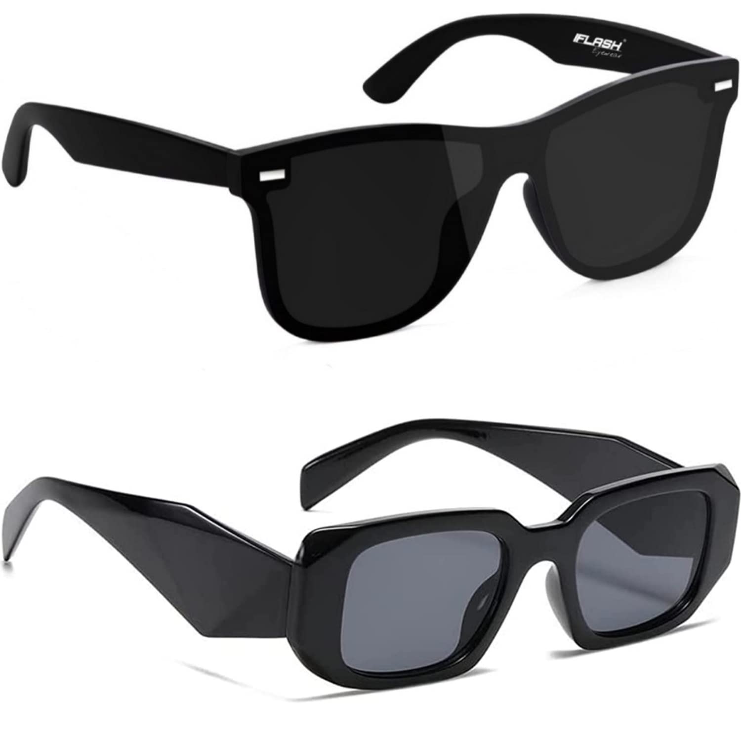Unisex Square Sunglasses Black Frame for Men Women Pack of 26090 & prada blk C_BZ-image-27