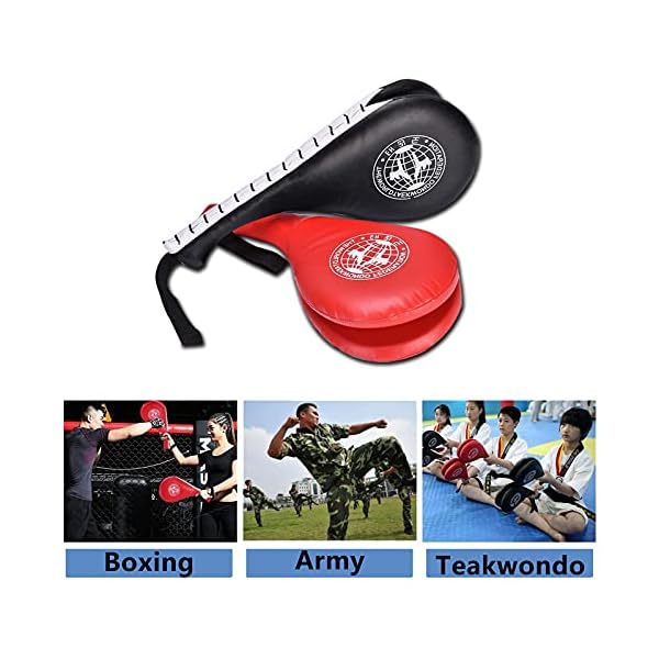 winwon-Taekwondo-Kick-Pads-Target-Durable-TKD-Kicking-Targets-Training-Paddles-Double-Strike-Pads-for-Kickboxing-and-Karate-Training-Style-2Blackred2-pcs Taekwondo Kick Pads, Target Durable TKD Kicking Targets Training Paddles, Double Strike Pads for Kickboxing and Karate Training (Style 2,Black+red,2 pcs)