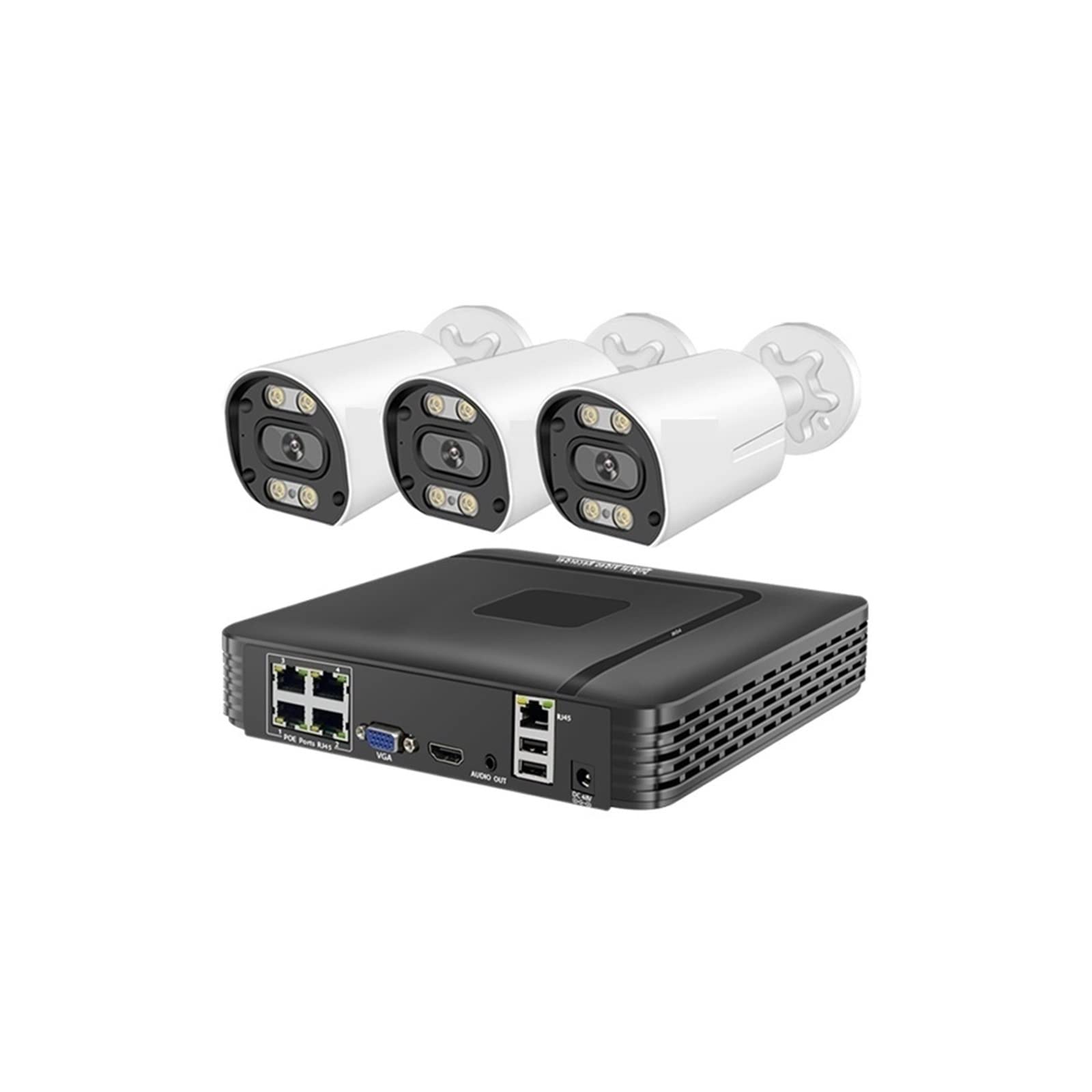 Kamer Bezpieczeństwa Smar 4MP HD POE NVR Kit AI Wykrywanie Twarzy Nagrywanie Dźwięku Kamera IP Zewnętrzny Zestaw Nadzoru Wideo(None,4CH NVR and 3 Camera)