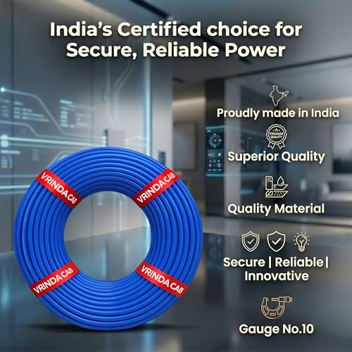 Image of Blue 0.75MM Insulated Electrical Wire | Flexible CCA Copper Cable for Household, Commercial & Industrial Use
