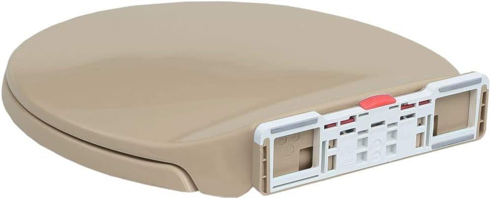 vidaXL Soft-Close Quick Release Oval Toilet Seat - Durable Polypropylene Material, Adjustable Width, Easy Installation and Cleaning, Suitable for All Standard Toilet Bowls - Beige