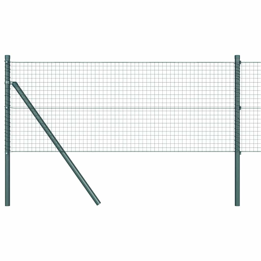 Green Steel PVC Fence Post 25 x 0.4m 25x25mm Mesh Garden Outdoor Barrier for Privacy Boundary Security Patio Terrace Enclosure Kit 2500x32x40cm