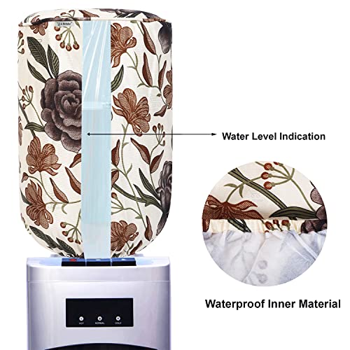 Image of Polyester Water Dispenser Bottle Cover With Adjustable Elastic Closure And Water Level Indication For 20L, Pack of 2Pc (Color- Brown, Size-17x11 Inches)