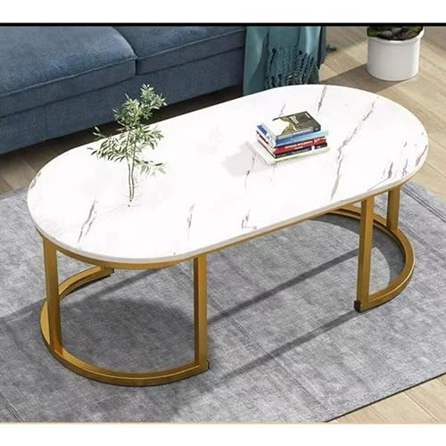 Image of Coffee Tables for Living Room Modern Coffee Table Oval Sofa Table Center Tables for Living Room 2 Tier Side Table Small Apartment Home Furniture Black Gold 2T (White Gold 1T)