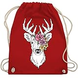 Das mit Blumen und Hirschkopf verzierte Motiv eignet sich optimal zur Wiesn und ist ein Muss für alle Damen