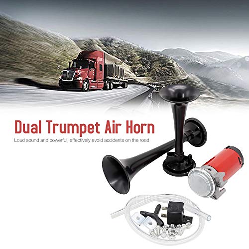 Sangmei Conjunto de compressor de buzina de ar elétrica dupla 12V para buzina de ar elétrica de 130d
