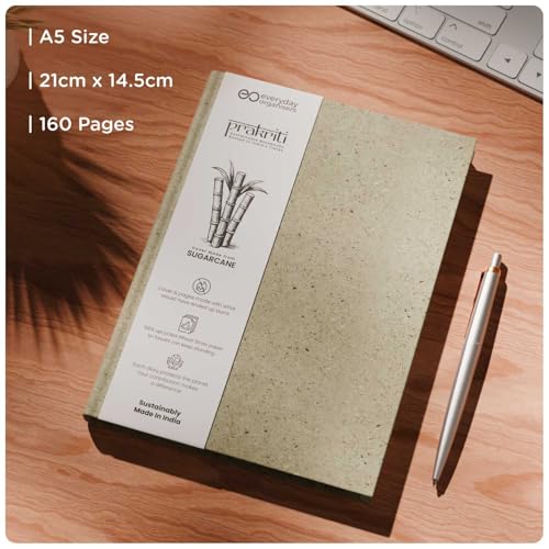 Image of eo Diary for Women & Men | Cover Made from Sugarcane Waste & Wheat Straw Pages | A5 Undated Note Book | Personal Journaling, Daily Planner, Gratitude Diaries Office Executive Diary