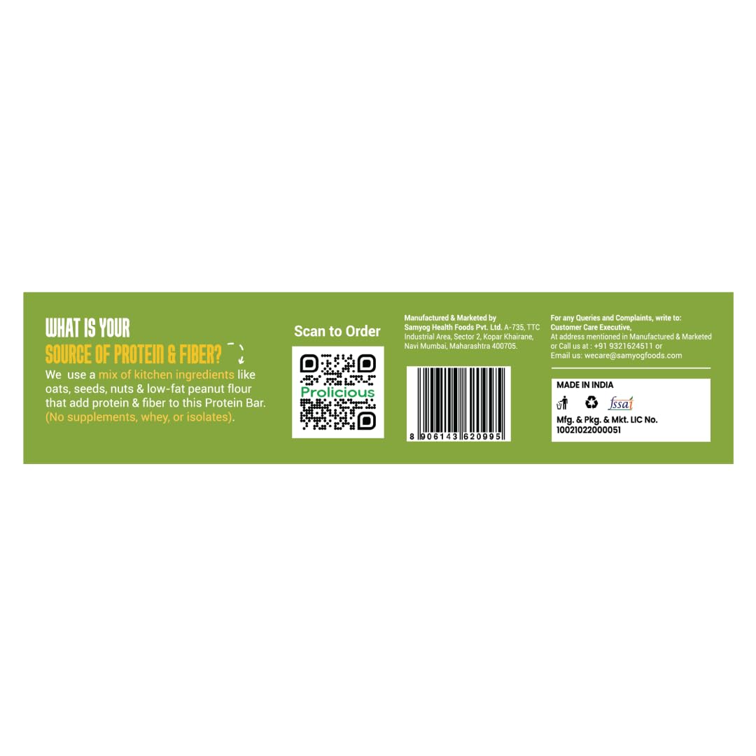 Prolicious Healthy Protein Bar | 10g Protein & 7g Fibre Per Pack | Vegan | No Maida | No Palm Oil | No Isolates | 50g | Seeds & Nuts — Amazon image 7