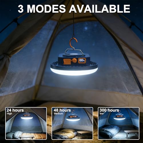 Image of 4000LM Flashlight Portable LED Camping Lantern Light 30W with Digital Display and Magnet , IPX5 Waterproof Tent Lights Light for Parents Christmas Gift