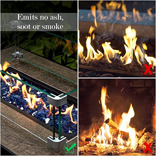 GASPRO 20 lbs Fire Glass for Propane Fire Pit, 1/2-Inch Reflective Fireplace Glass Rocks for Fire Pit Table, Cobalt Blue