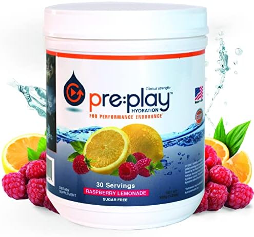 pre:play Hydration and Energy Drink Powder, Raspberry Lemonade - 30 Serving Tub