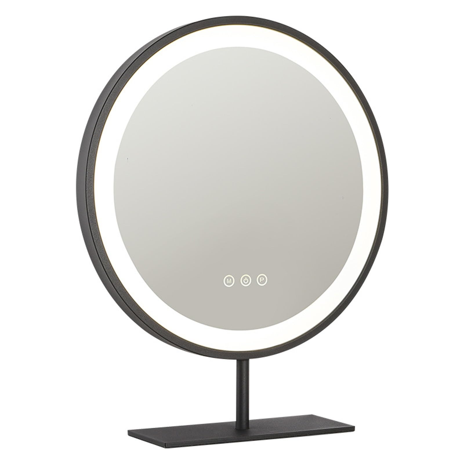 FGXHHS Mirror Round Mirrors Vanity with Lights Stepless Dimmable for Bathroom Entryway Living Room(Black,45 cm)
