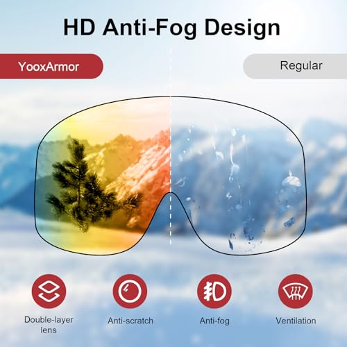 YooxArmor Gafas de Esquí Niños OTG,Anti Niebla 100% Protección UV 400 Máscara Gafas Esquí para Niñas de 6 a 12 Años para Esquí,Snowboard y Otros Deportes de Invierno Compatible con Casco - imagen 2