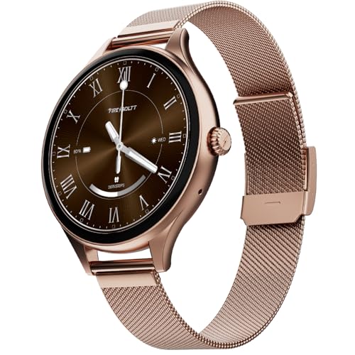 Image of Fire-Boltt Phoenix Air Smart Watch 1.26 inch Round Display, Rotating Button, Wireless Charging, Ultra Lightweight Metal Body, Bluetooth Calling, Smartwatch with Silicone & Mesh Steel Straps Rose Metal