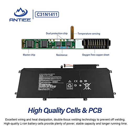 Antiee C31N1411 Laptop Battery Compatible With Asus Zenbook Ux305 Ux305F Ux305Fa Ux305C Ux305Ca U305 U305F U305Fa U305Ua U305Ca U305La Series Notebook 0B200-01180000 11.4V 45Wh 3Cells #TOP2