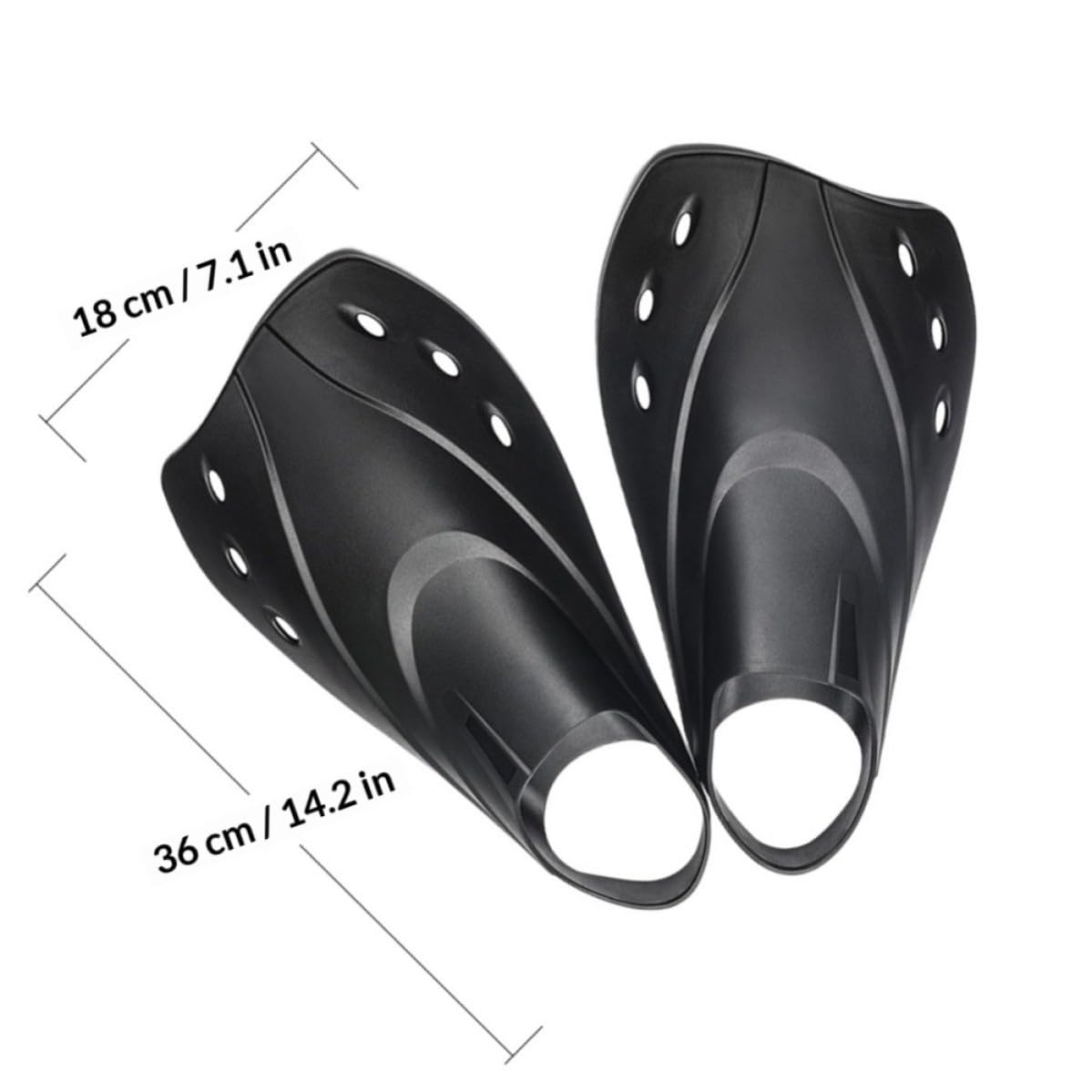 Aletas Cortas Ajustables de Natación para Buceo, Negro L | Material Flexible, Diseño Ligero, Uso en Mar y Piscina, para Adultos Hombres y Mujeres