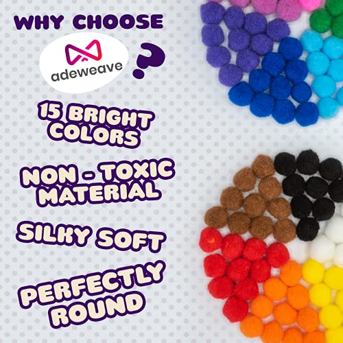 image for Adeweave 1 Inch 300 Pom poms – Soft and Fluffy Craft Pom Pom Balls 