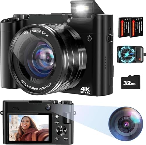 Digital Camera 4K, 64MP Autofocus Vlogging Camera Selfie Camera f...