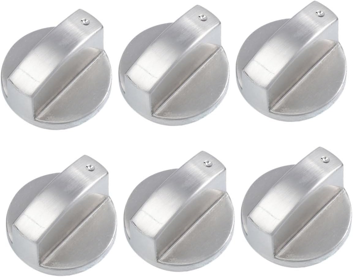 Uonlytech 6PCS Universal Replacement Gas Stove Knobs Sturdy Zinc Alloy Control Dial for Range Oven Accessories Compatible Most Gas Cookers and Stoves