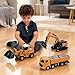 Unimoly Alloy Mini Construction Vehicles, 3Pcs Die-cast Metal Toy Set with Pull Back Action - Excavator, Dump Truck, Bulldozer for Toddlers & Kids 3 4 5 6 7 Years Old Boys Toys