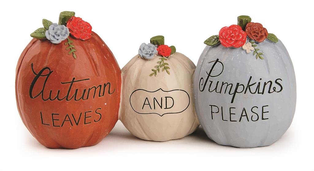 Blossom Bucket 226-13467 Autumn Leaves and Pumpkins Please Figurine, 5.75-inch Length