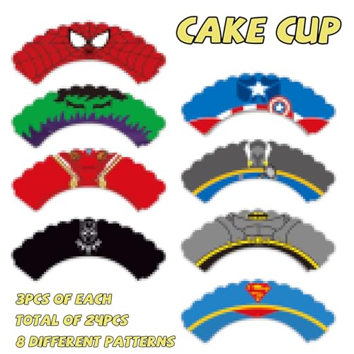 Nuwontun 48 Pcs Superhero Cupcake Toppers And Wrappers thumb #2