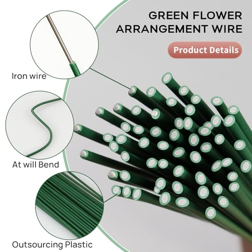 floral wire stems 60 pack flower stems 2 gauge green floral stem wire for paper wrapped wreath making supplies