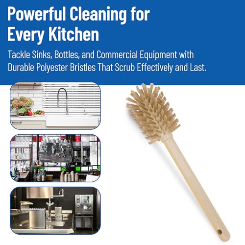 Image of SPARTA Scrub Brush Bottle Brush, Dishwasher Safe Brush with Hanging Hole for Cleaning, Plastic, 16 Inches, Tan