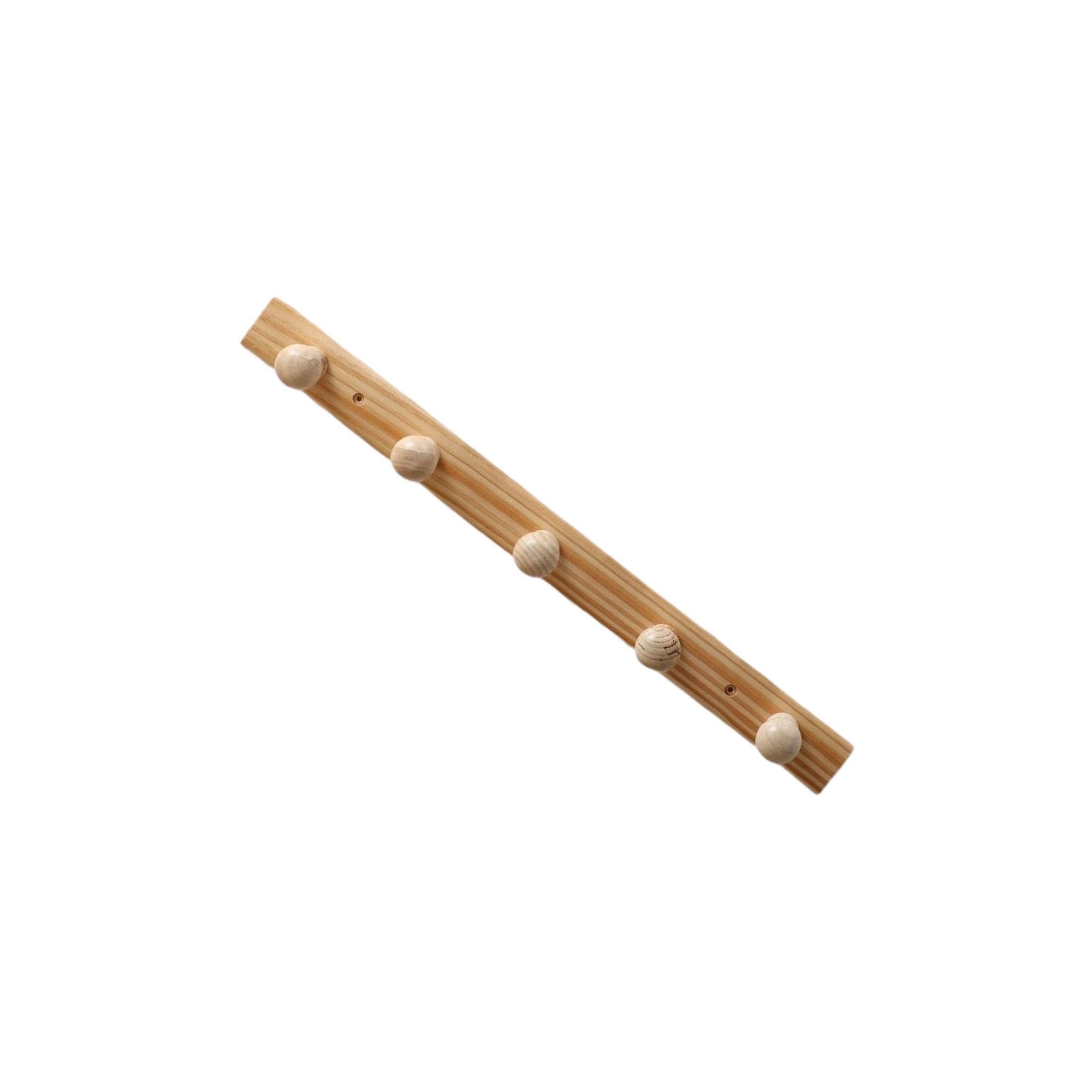 PUXZYAX Wood Wall Hooks Heavy Duty Decorative Coat Rack Coats Scarves Towels Bag Storage in Entryway Bathroom Area Coat Hooks Wall Mount Door Hanger Rack, Wood Color, 5