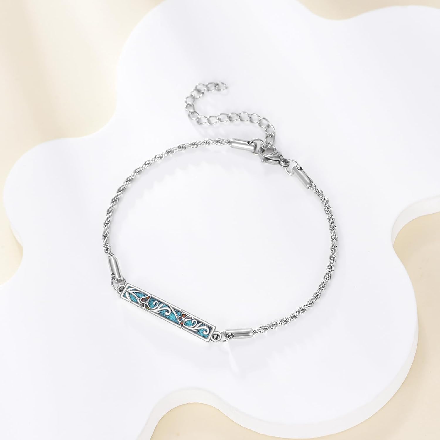 Turquoise Butterfly Bracelet 925 Sterling Silver Turquoise Urn Bracelet Memorial Jewelry Gifts for Women Men - Image 2