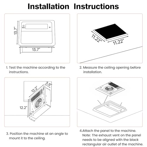Oeukas Bathroom Exhaust Fan with Humidity Sensor, Light and Heater - 190 CFM Quiet 1.0 Sone Vent Fan, 1800W Heat, 1500LM LED, Remote Control, Easy Install UL Certified by Oeukas - Image 9