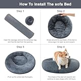 Nisrada Hundebett für kleine, mittelgroße und große Hunde, 50cm, waschbar, rund, gemütlich, weich, Haustierbett für Welpen und Kätzchen, mit Rutschfester Unterseite