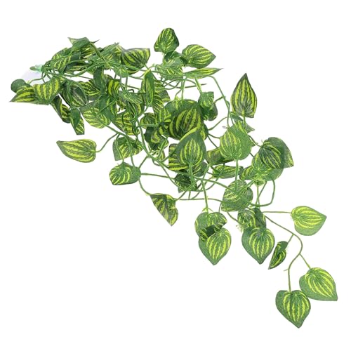 ABOOFAN Plante Artificielle Vert pour Terrarium Reptile en Plastique Ventouse, Décoration Facile à Installer pour Aquarium et Habitat de Reptiles