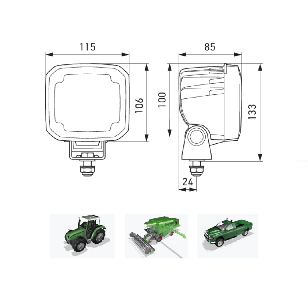 HELLA 1GA 995 606-001 LED-Faro da lavoro, Ultra Beam Gen. II, 12/24V, 4400lm, Montaggio, esterno/avvitato, arco di montaggio orientabile, Illuminazione campo vicino, Spina Spina DEUTSCH