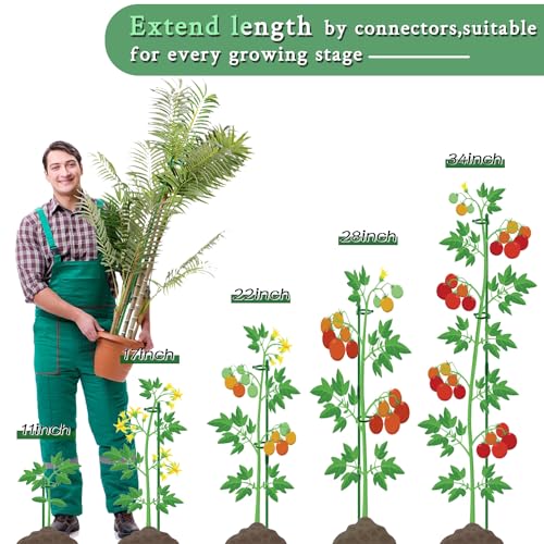 Plant Stakes 17inch &11inch,SupKing Adjustable Length Plant Support Stake 16Pcs Orchid Stick with Clips for Indoor Outdoor,Garden Pole for Potted Tomato Rose Amaryllis Vegetables Comes with 20 Ties - Image 6