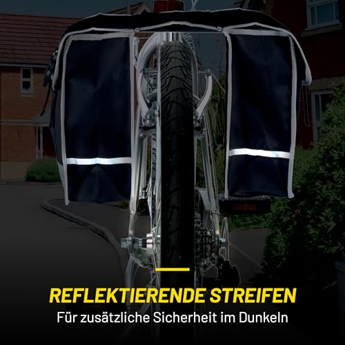 DUNLOP Fahrradtasche Doppel Wasserdicht - Gepäckträgertasche 36x30x12cm - Nylon Fahrradtaschen mit Reflektierenden Streifen für Sicherheit - Klettverschluss Einfach - Schwarz