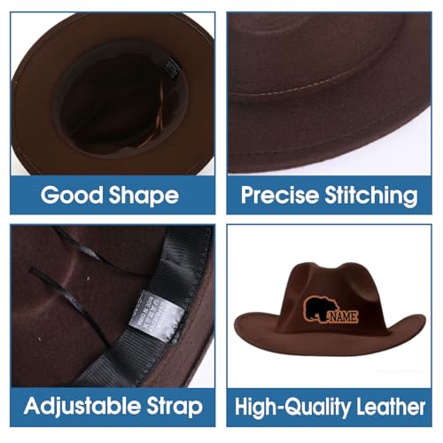 Personalized Toddler Boys Cowboy Hat, 2-8t Kids Western Cowboy Hat, Custom Name Sewn Leather Patch Cowgirl Hat4