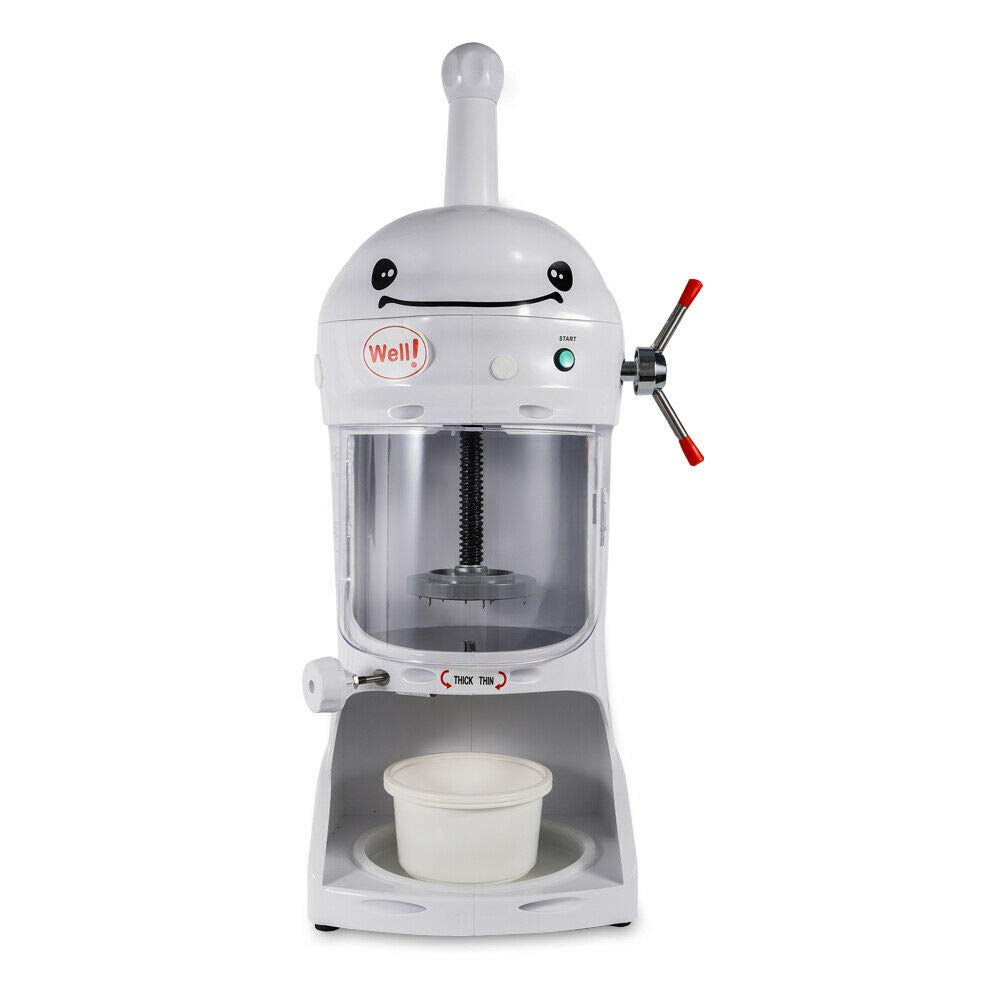 Gbonklong 350W Commercial Ice Shaver Shaved Ice Block Machine, Electric Snow Cone Maker with Ice Bucket, Stainless Steel Electric Dual Blades Commercial Ice Crusher Shaver Snow Cone Maker Machine